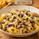 Pappardelle con funghi porcini, salsiccia e provolone dolce di GustoPasta Messina